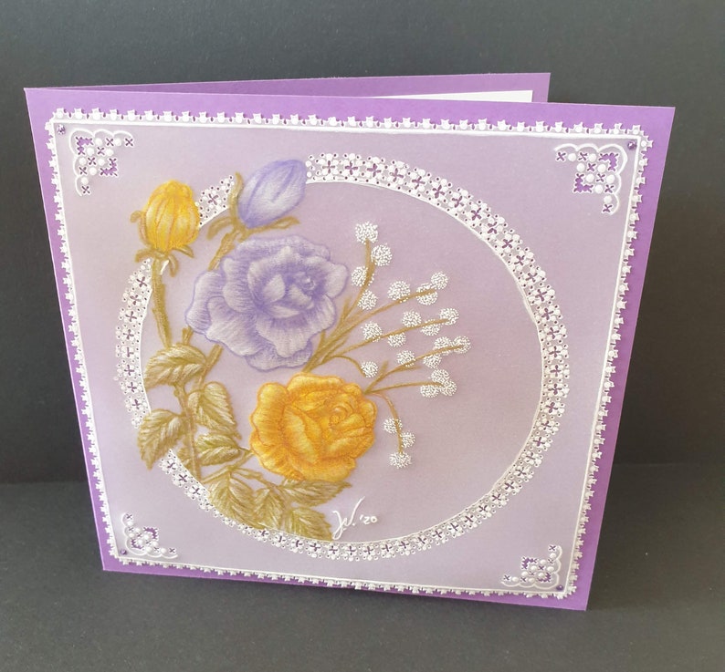Customization possible! Handmade with a matching envelope Personalized greeting card for any occasion in parchment pergamano technique