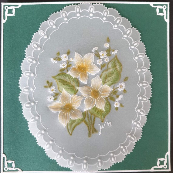 Customization possible! Handmade with a matching envelope Personalized greeting card for any occasion in parchment pergamano technique