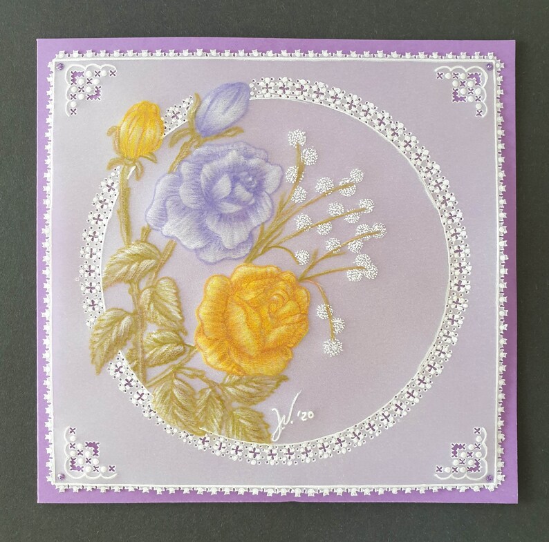 Customization possible! Handmade with a matching envelope Personalized greeting card for any occasion in parchment pergamano technique