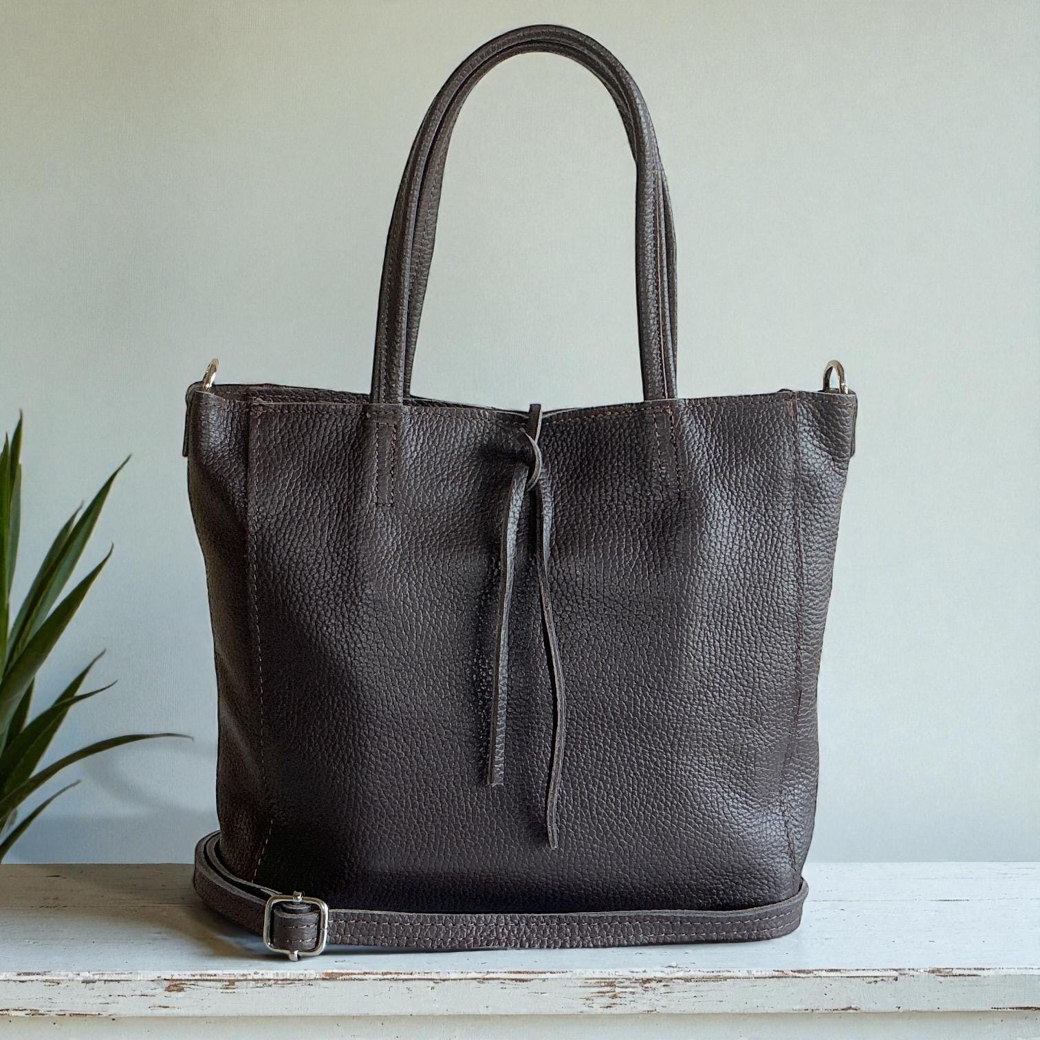 バッグ Made in Italy real leather hand bag Genuine Leather Handbag, Italian Leather Top Handle Bag