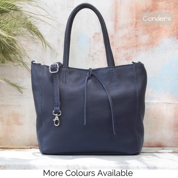 Genuine Leather Handbag Italian Leather Top Handle Bag Minimalist Grab Handle Navy Leather Bag With Tie Knot Detail Perfect Gift for Her Etsy Ireland