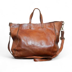 Tan Leder Top Griff Handtasche, Italienische Lederhandtasche, Leder Umhängetasche, Weiche Tan Leder Tote, Vintage Tasche, Damen Ledertasche
