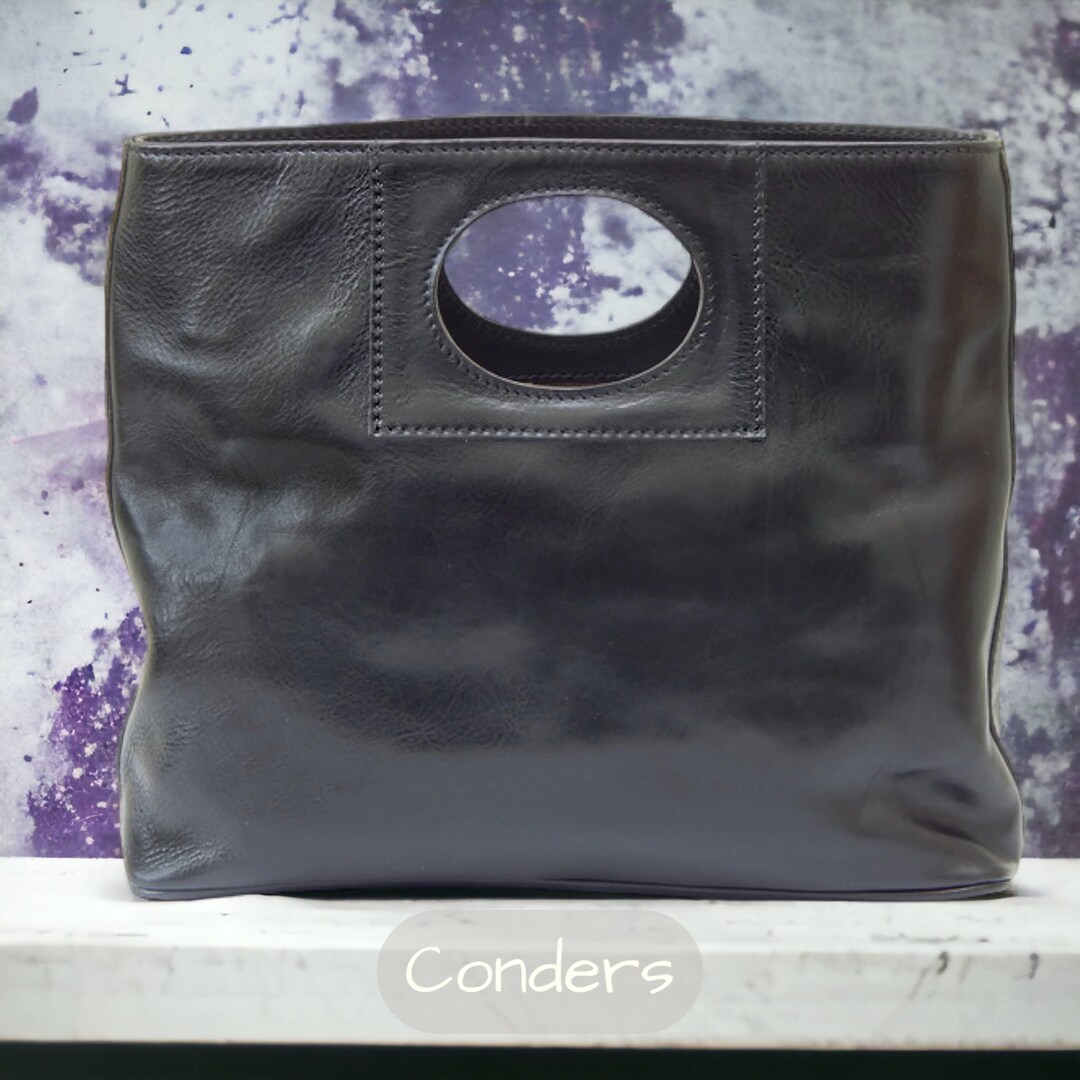 Elton // Black Leather Women's Handbag, Black Handbag, Italian Leather Women's Bag, Everyday Bag, Leather Work Bag.