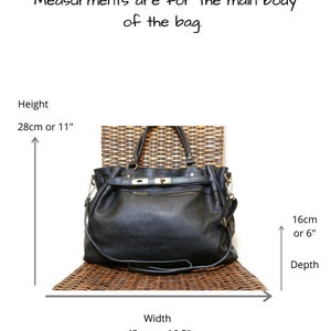 Black Leather Top Handle Bag, Soft Black Leather Bag, Womens Italian Leather Handbag, Vintage Leather Bag, Leather Handbag with Clasp image 7