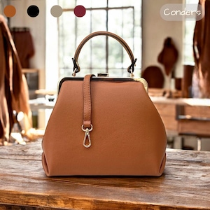 Genuine Leather Top Handle Bag with Snap Clasp Lock with Adjustable Strap, Soft Tan Italian Leather Bag, Vintage Style Grab Handle Bag