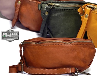 Riñonera de piel italiana en 4 hermosos colores, bandolera de piel, bolso de cadera de piel, bolso cruzado de piel suave, bolso de viaje de piel, bolso de cadera