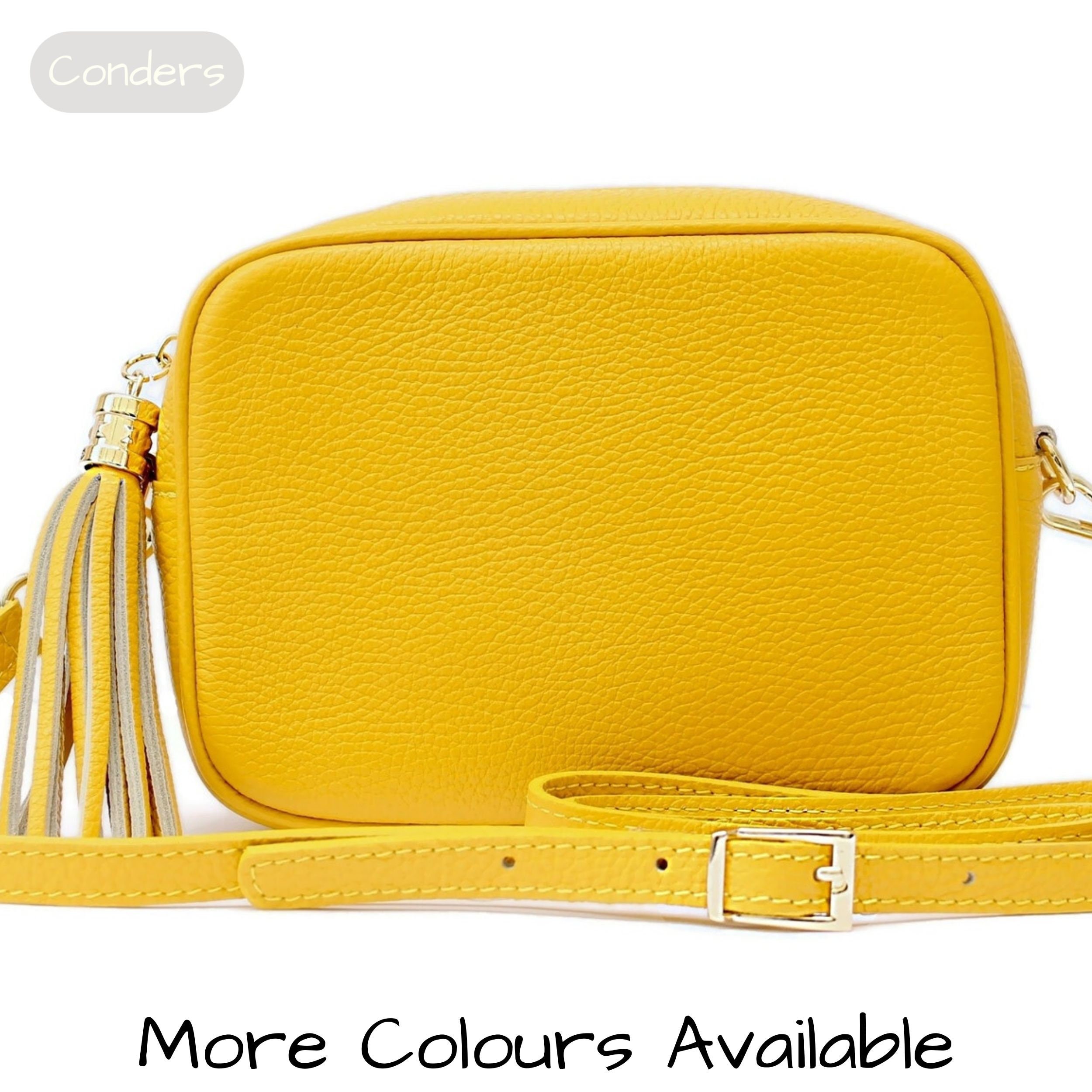 Yellow Summer Leather Crossbody Box Bag Purse with Silver Chain