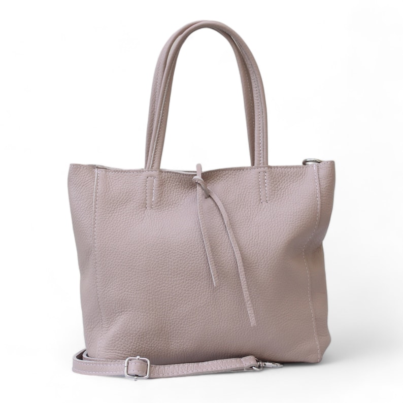 Genuine Leather Handbag, Metallic Silver Italian Leather Top Handle Bag