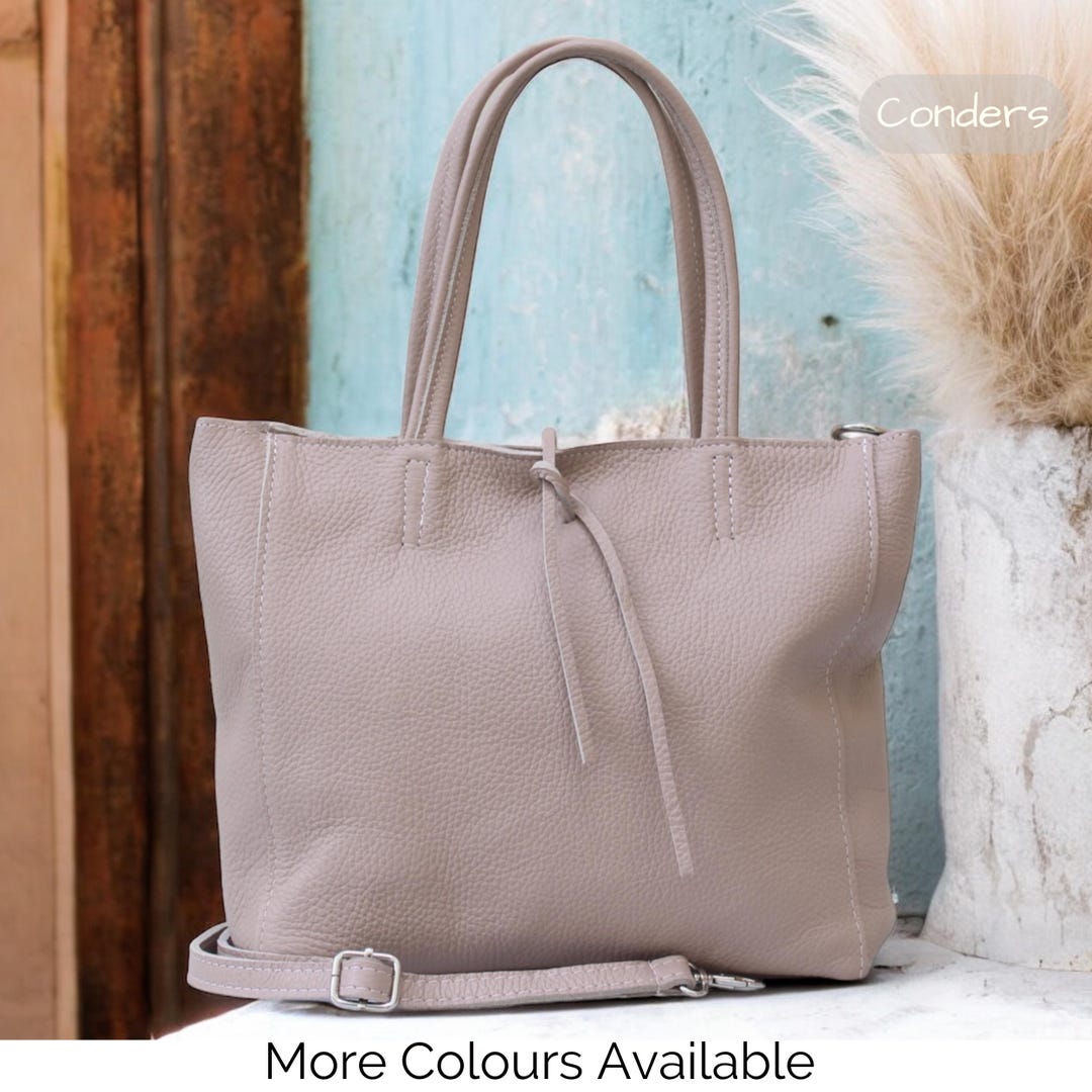 Chenson & Gorett Italian Leather Top Handle Handbag with 2 Pockets in Brown