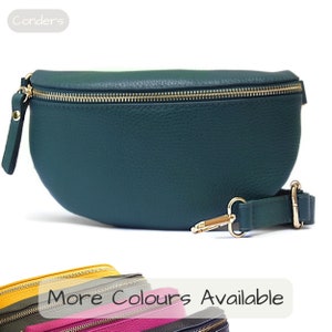 Teal Leather Bum Bag, Italian Leather Hip Bag, Fanny Pack, Leather Waist Bag, Soft Genuine Leather Crossbody Sling Bag, Bumbag Travel Pouch