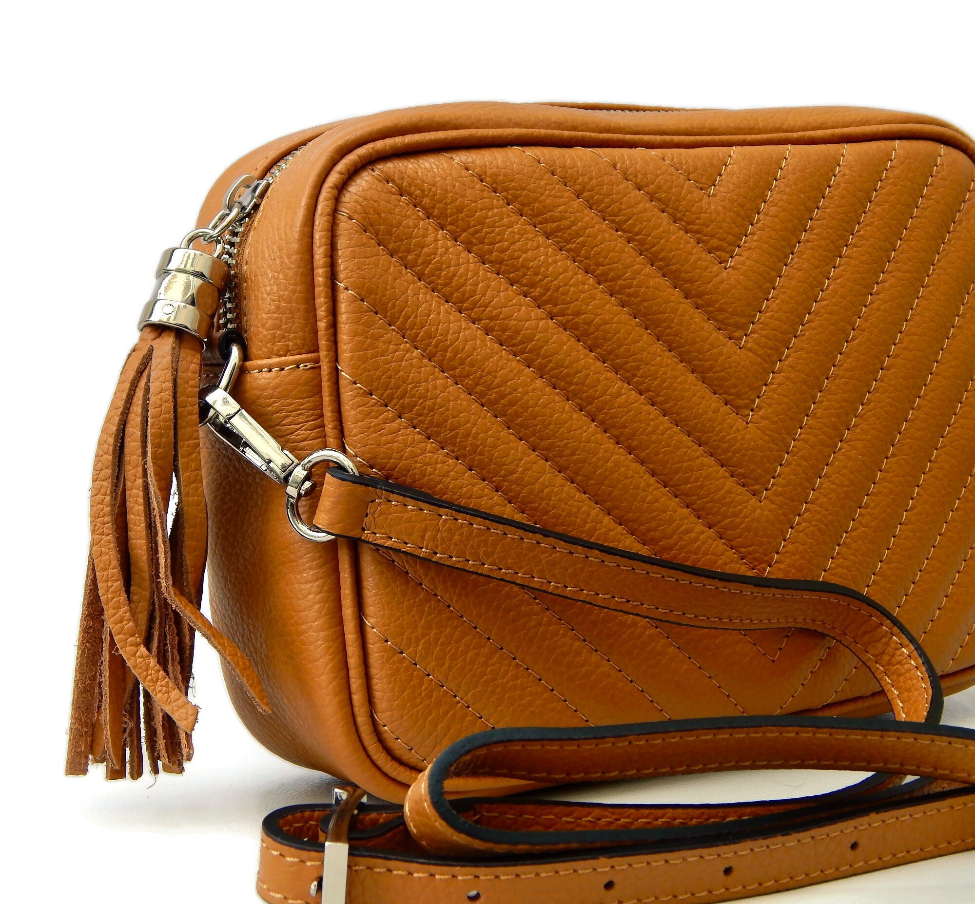 Quilted Leather Camera Bag Soft Tan Italian Crossbody Bag Etsy
