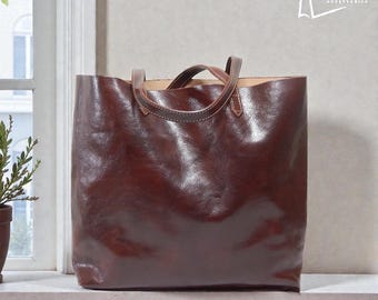 Leather Handbag, Leather Tote, Leather Shoulder Bag, Leather Shopper, Large Leather Purse, Women's Leather Handbag, Brown Leather Handbag