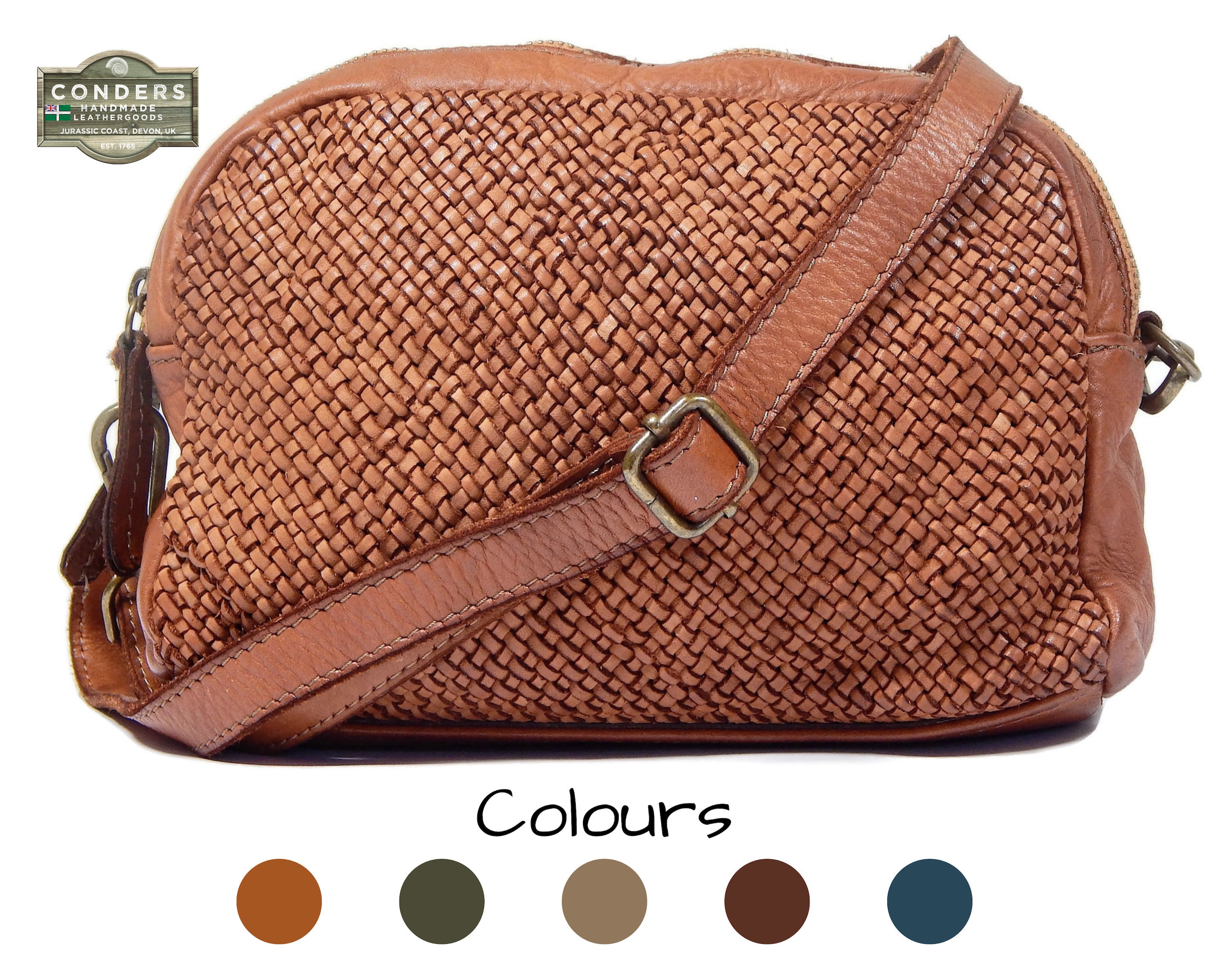 Italian Leather Woven Camera Crossbody