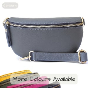 Grey Leather Bum Bag, Italian Leather Hip Bag, Fanny Pack, Leather Waist Bag, Soft Genuine Leather Crossbody Sling Bag, Bumbag Travel Pouch