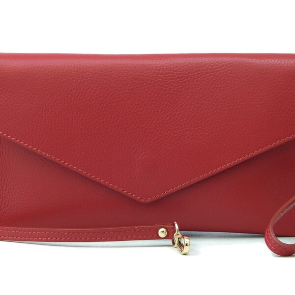 Red Leather Clutch - Etsy