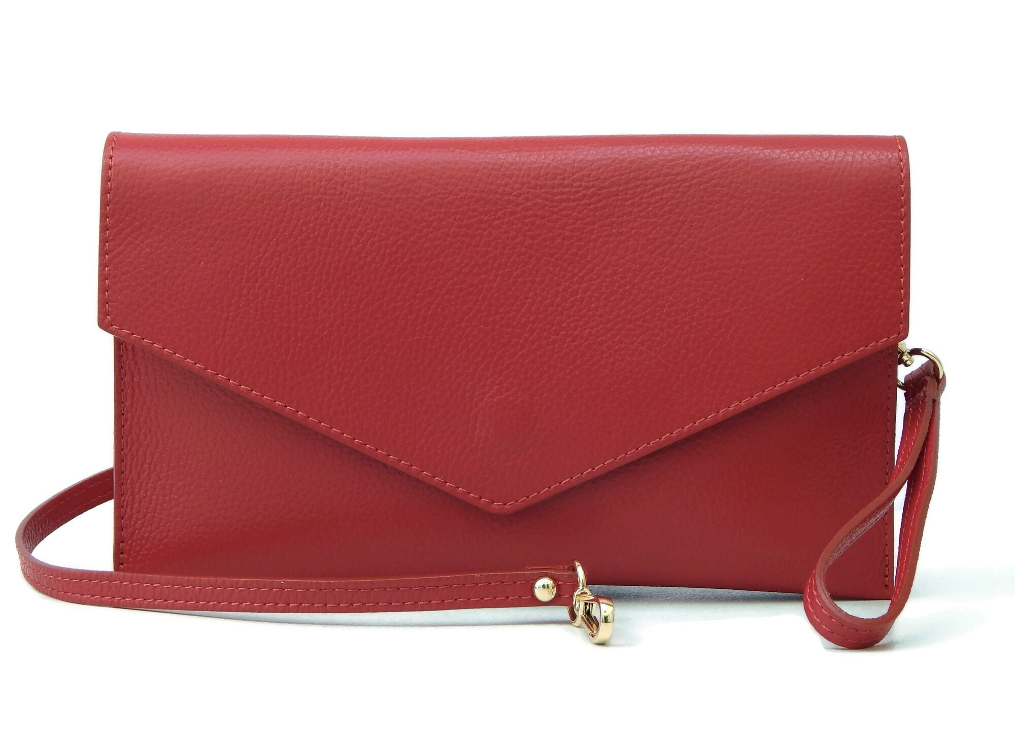 Simple Fashion Women Envelope Clutch Bag Solid Color Leather