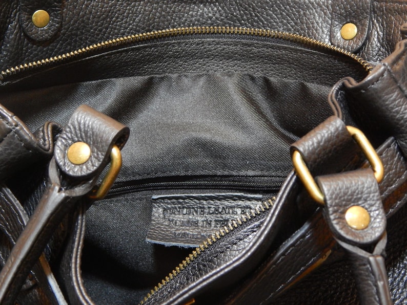 Black Leather Top Handle Bag, Soft Black Leather Bag, Womens Italian Leather Handbag, Vintage Leather Bag, Leather Handbag with Clasp image 5