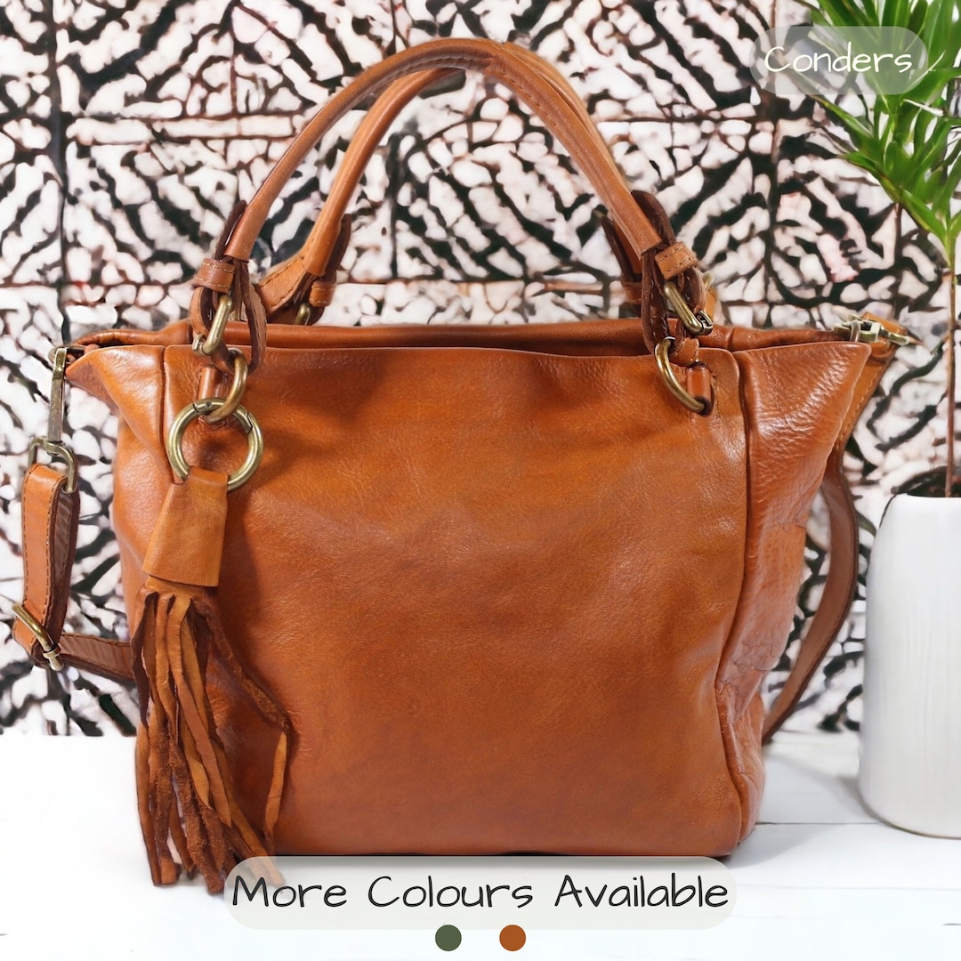 Tanned Genuine Leather Versatile Handbag
