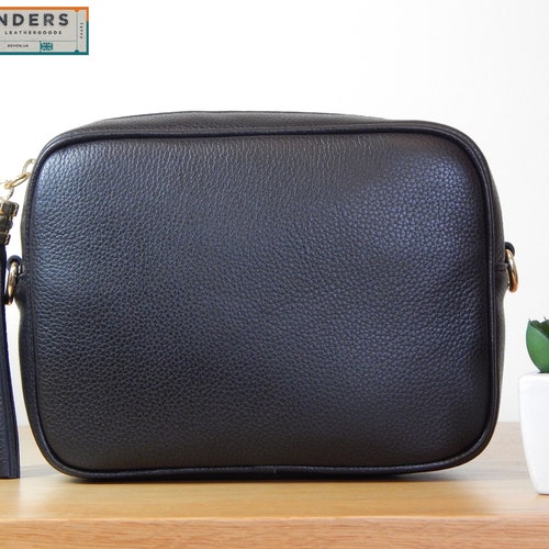 Camera Bag Soft Black Italian Leather Crossbody Bag Small Etsy