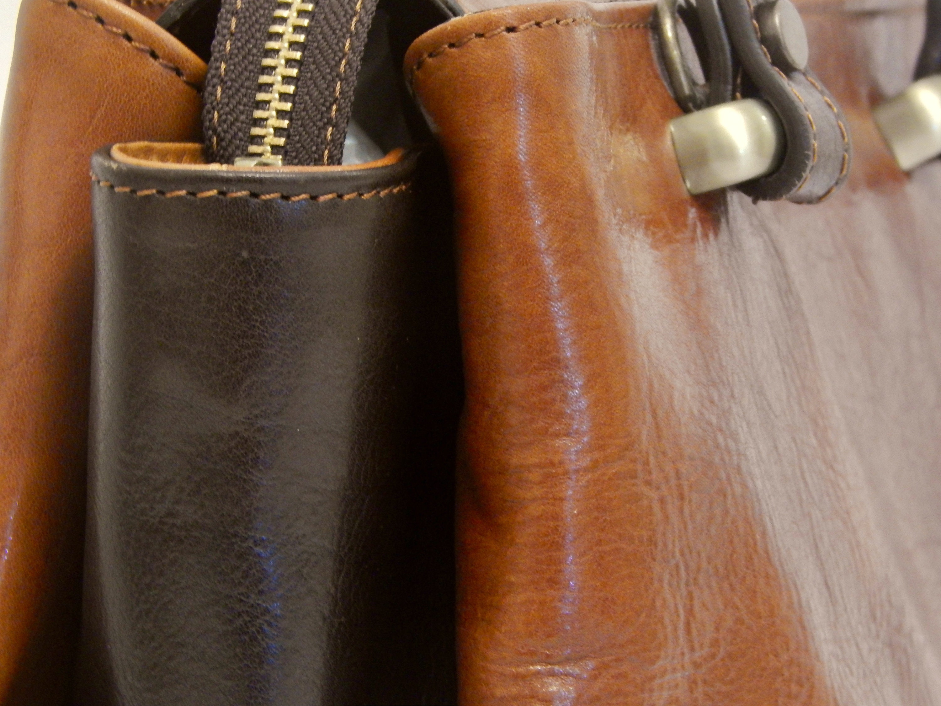 Top Handle Leather Handbag Brown Leather Purse Two Tone Etsy