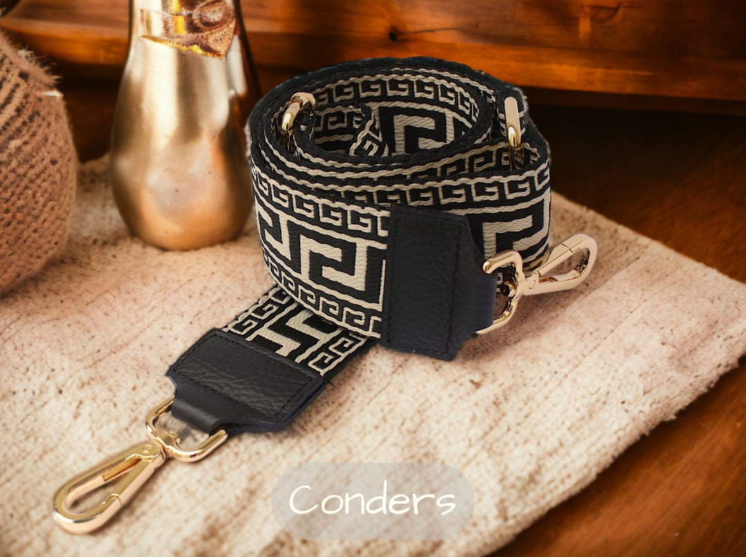 Patterned Bag Straps in Leather and Canvas, Crossbody Adjustable