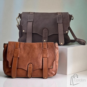 Soft Leather Handbag, Beautiful Italian Leather Shoulder Bag with Flap-over detail, Vintage Style Leather Tote, Leather Purse, Crossbody Bag