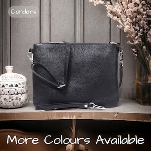 Soft Slim Leather Crossbody Bag with Added Wrist Strap, Italian Leather Bag, Leather Clutch Bag, Minimalist Travel Purse, Festival Bag