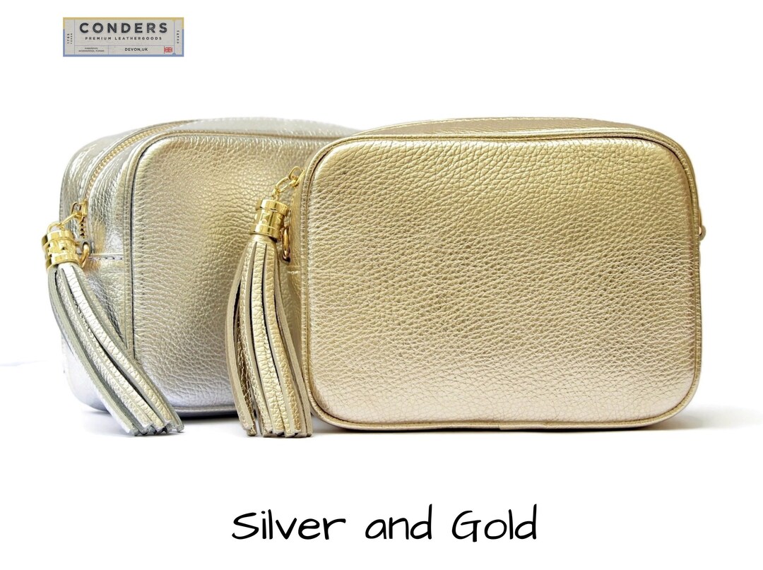 Genuine Metallic Leather Camera Bag in Silver or Gold Italian Etsy