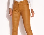 Lady Leather jeans-mustard-yellow-high-wasted-