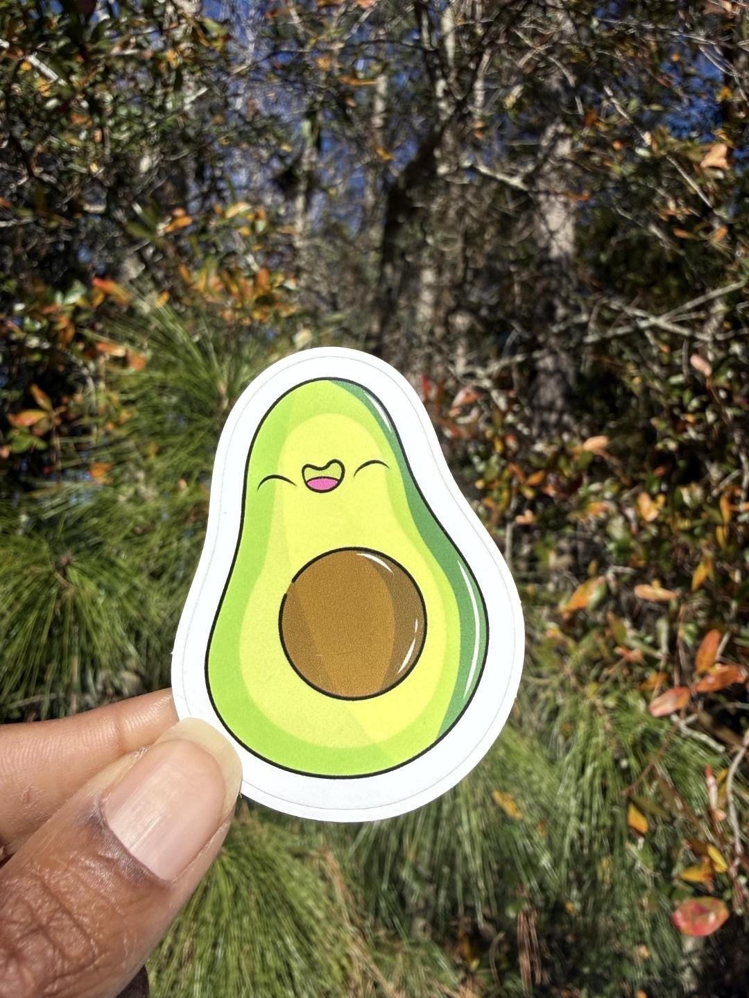 Cute Smiling Avocado Sticker | Happy Avocado Vinyl Sticker | Kawaii ...