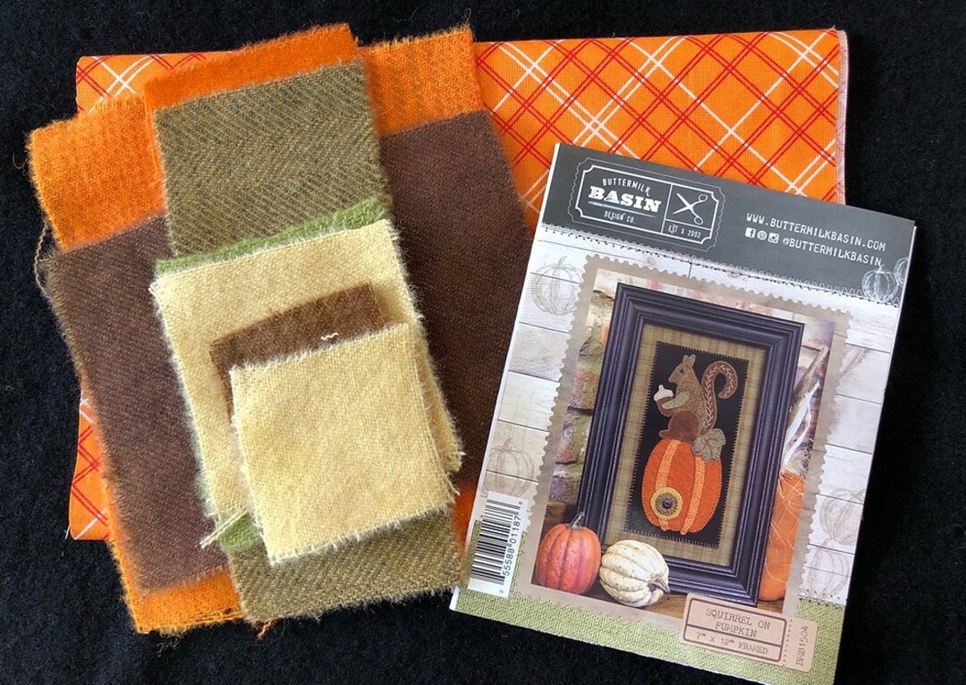Buttermilk Basin Squirrel on Pumpkin Wool Applique Kit Etsy
