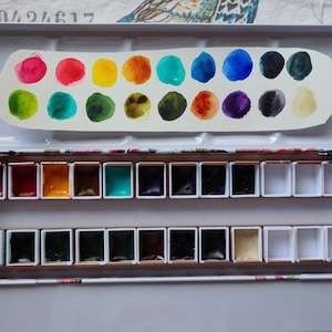 Daniel Smith Daily Essentials professioneel aquarelpalet, set van 18 in halve napjes met blik