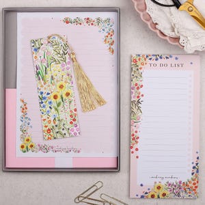 pink garden flowers stationery gift box