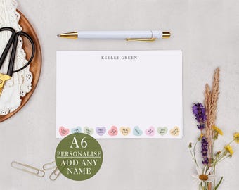 Personalised Notecard Set - Love Heart A6 Note Card Stationery