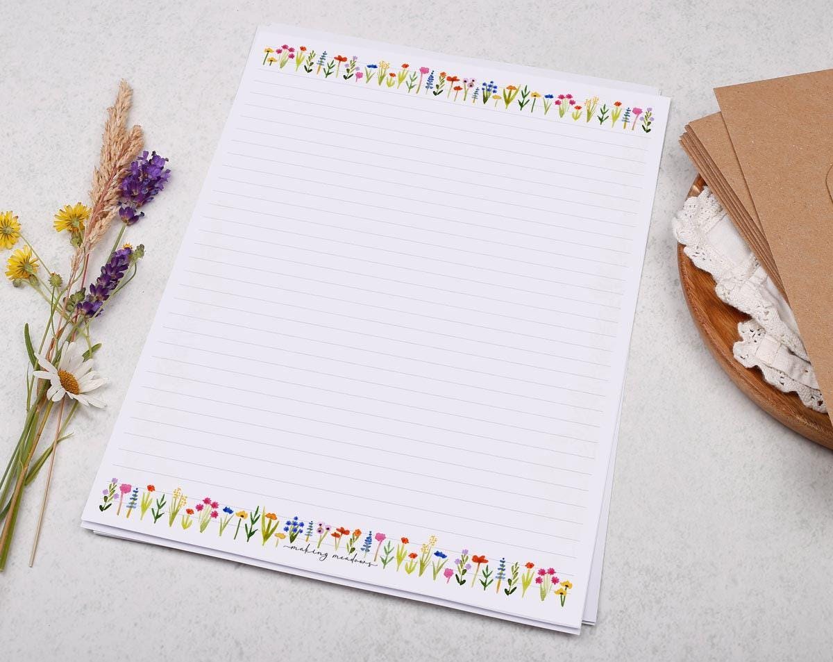 A4 Letter Writing Paper With Ditsy Floral Flowers - Lined or Unlined ...