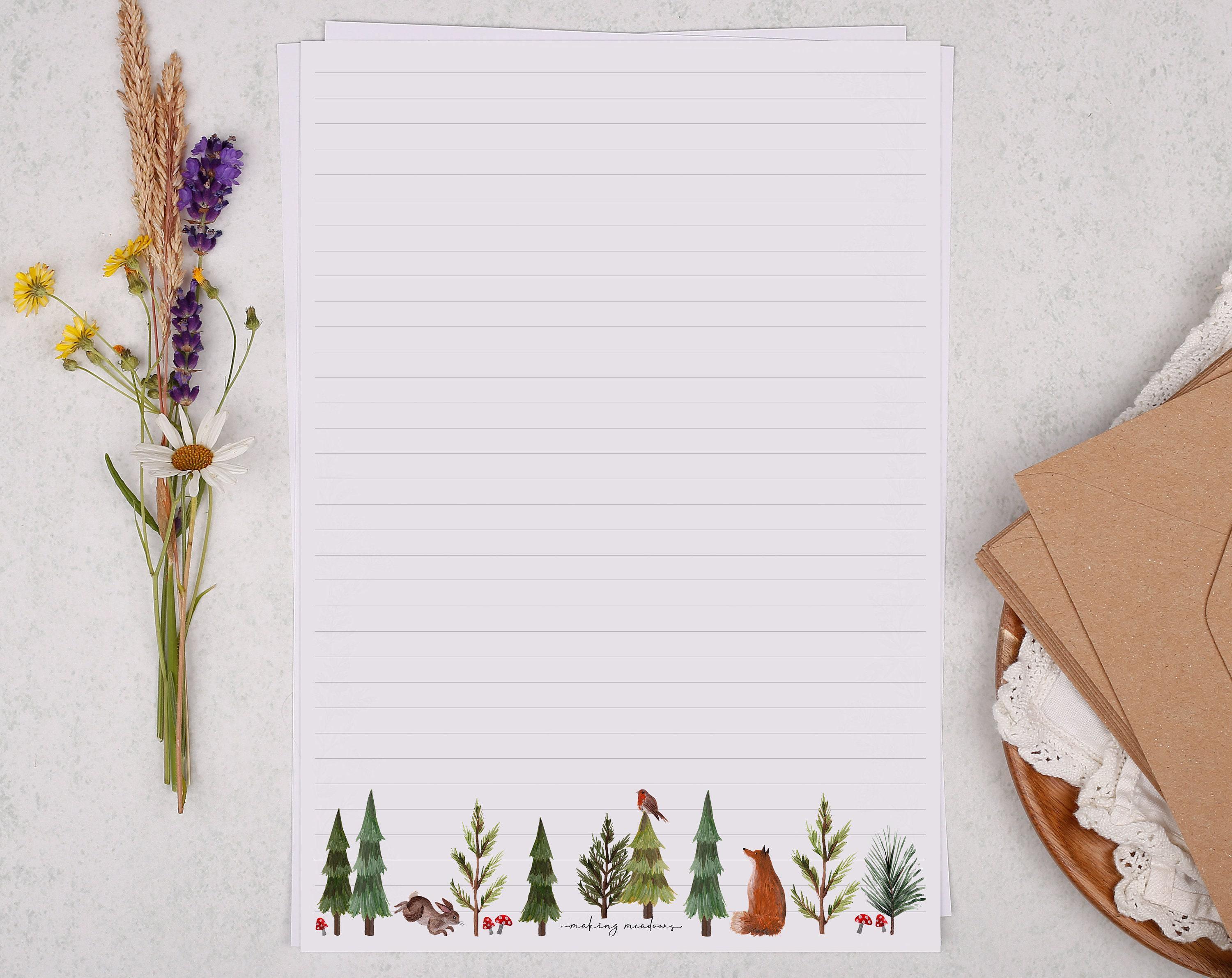 A4 Letter Writing Paper With Woodland Animals - Lined or Unlined ...