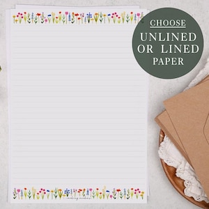 A4 Letter Writing Paper Sheets |  Ditsy garden flowers and cute botanics | Lined or Unlined Paper | Stationery Gift or Thoughtful Present