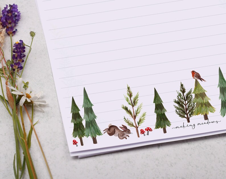 A4 Letter Writing Paper With Woodland Animals - Lined or Unlined ...