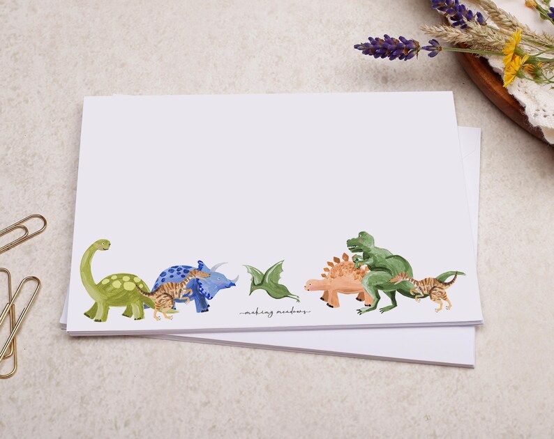Childrens Stationery Set Gift with Personalised Stationery with Dinosaur Design