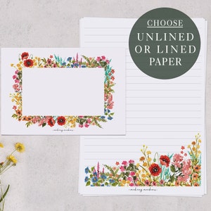 A5 Letter Writing Paper With Envelopes | Pretty Flower Writing Set With Floral Garden Design | Lined or Unlined Paper | Stationery Gift Set