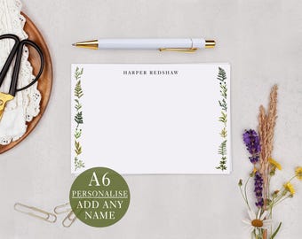 Personalised Notecard Set - Botanical A6 Note Card Stationery
