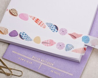 Rollo de cinta Washi / Diseño de playa de conchas marinas / Rollo de cinta adhesiva de papel ecológico / Cinta de enmascaramiento japonesa / Hermosa papelería, Bullet Journal