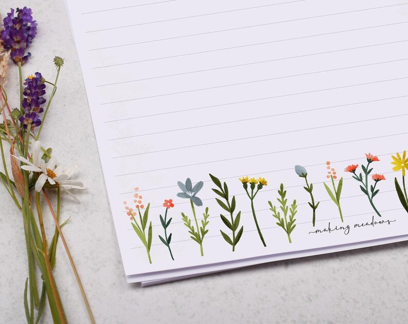 A4 Letter Writing Paper With Meadow Flowers - Lined or Unlined ...