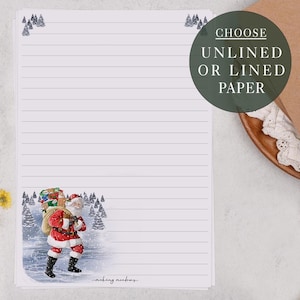 A5 Christmas Letter Writing Paper Sheets | Father Christmas, Santa | Lined or Unlined Paper | Stationery Gift or Thoughtful Present