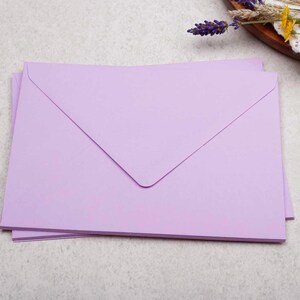 B6 Kraft Envelopes With Gummed Flap - Rustic Envelope For Letter Writing or Wedding Stationery Lilac Envelopes