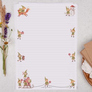 A4 Letter Writing Paper Sheets | Father Christmas' Elves | Lined or Unlined Paper | Festive Elf ...