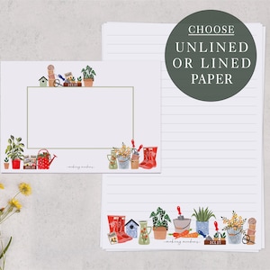 A5 Letter Writing Paper With Envelopes | Traditional Writing Set With Gardening Plant Design | Lined or Unlined Paper | Stationery Gift Set