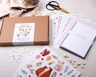 DIY Greeting Card Kit With Animal Embellishments - Crafting Gift For Making Your Own Cards