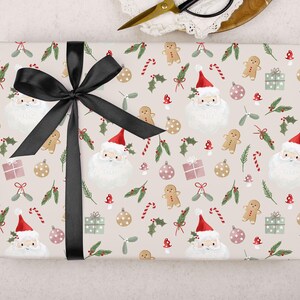 Papel de regalo de Papá Noel con diseño de Santa Claus - Papel de regalo infantil, doblado imagen 3