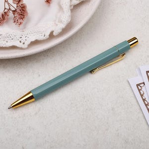 Green & Gold Pen - Luxury Ballpoint For Writing or Wedding Guest Book (Black Ink)